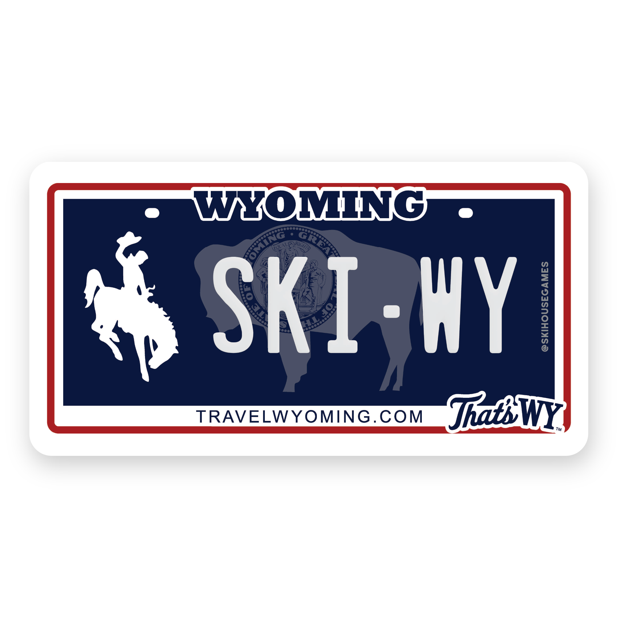 Ski WY - Wyoming License Plate Sticker