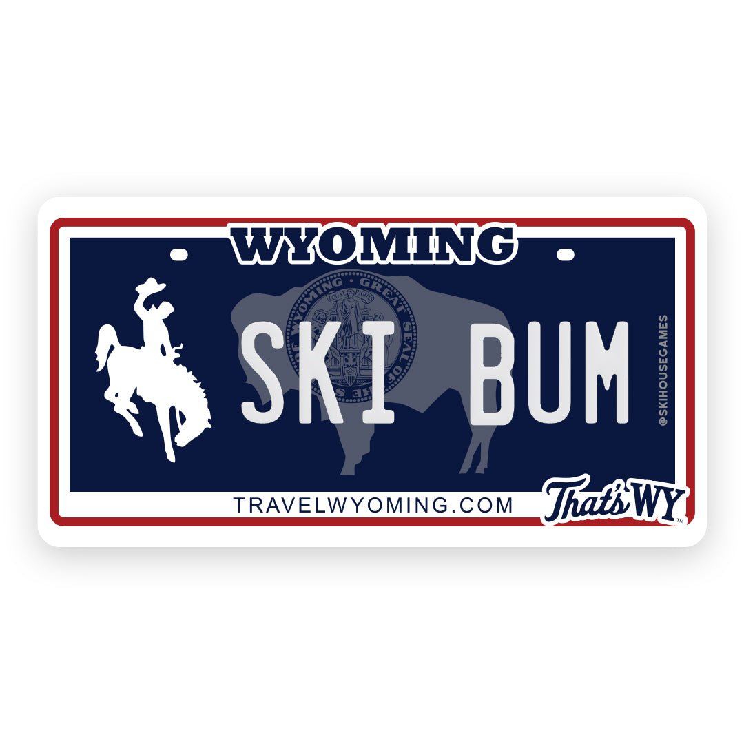 Ski Bum WY - Wyoming License Plate Sticker